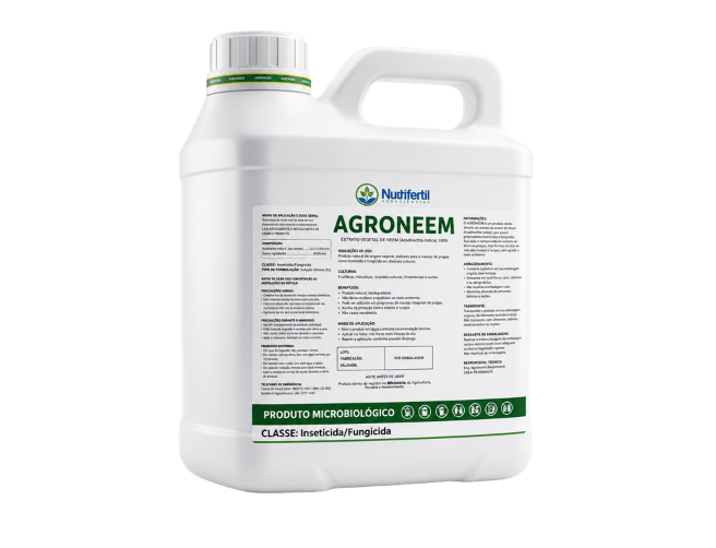 AGRONEEM óleo de neem com azadiractina para manejo de mosca-branca, pulgões, tripes, cochonilhas, psilídeo, ácaros e pragas agrícolas.