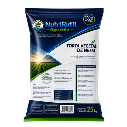 embalagem de torta de neem, fertilizante orgânico para solo e substrato agrícola da Nutrifértil Agrícola