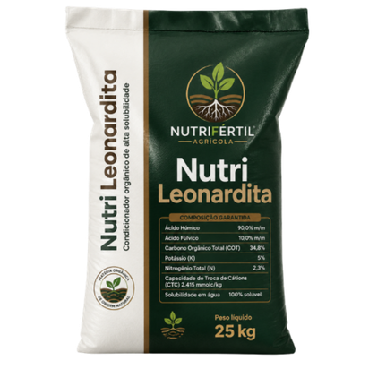 Nutri Leonardita 90% ácido húmico e 10% ácido fúlvico 100% solúvel em água