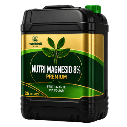 Galão preto de 25 litros do fertilizante foliar NUTRI MAGNÉSIO 8% da Nutrifértil Agrícola