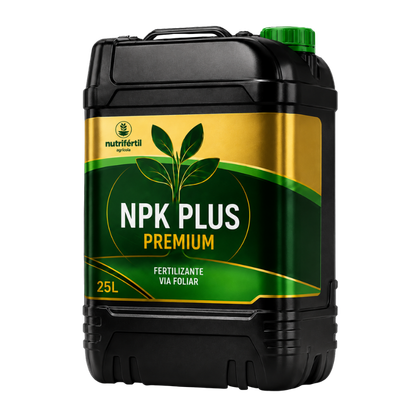 Galão preto de 25 litros do fertilizante foliar NUTRI NPK PLUS da Nutrifértil Agrícola