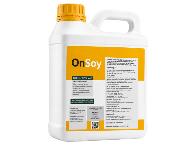 Embalagem do OnSoy, inoculante líquido para soja