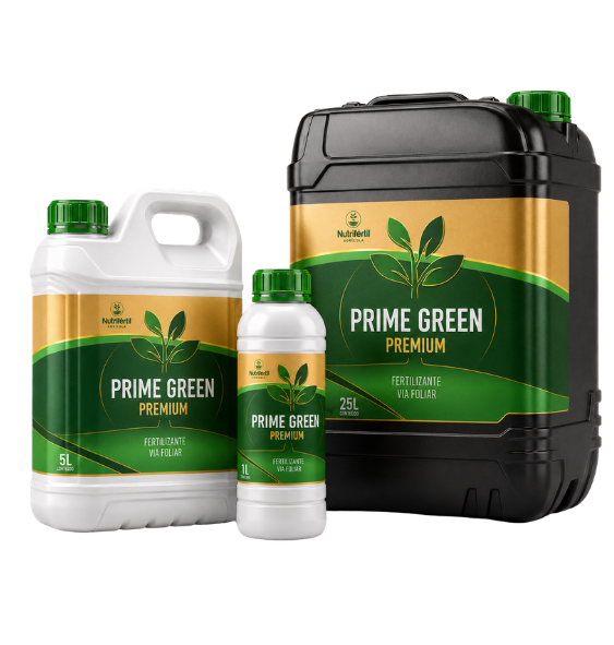 Embalagens de 1, 5 e 25 litros do PRIME GREEN PREMIUM